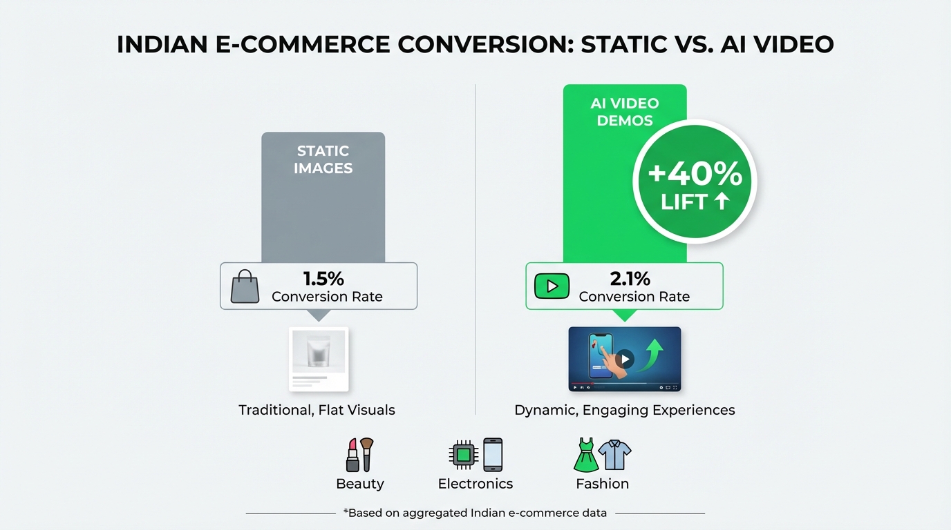 Benchmarked conversion lift across Indian e-commerce categories