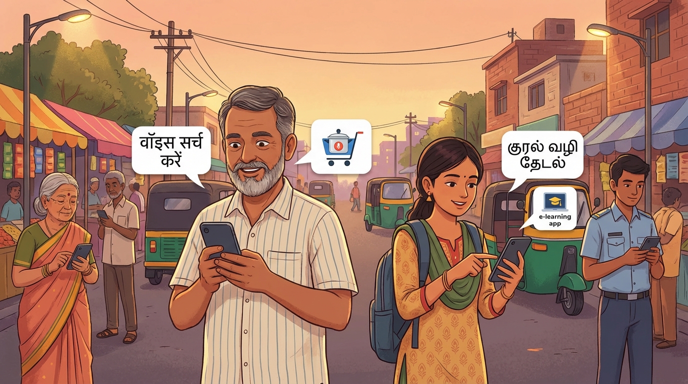 Illustration of vernacular AI video shopping workflows in India