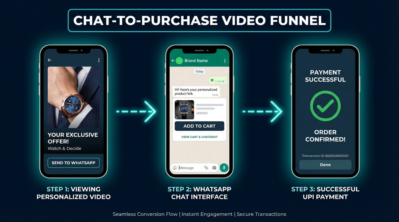 Infographic illustrating growth of conversational commerce via WhatsApp in India