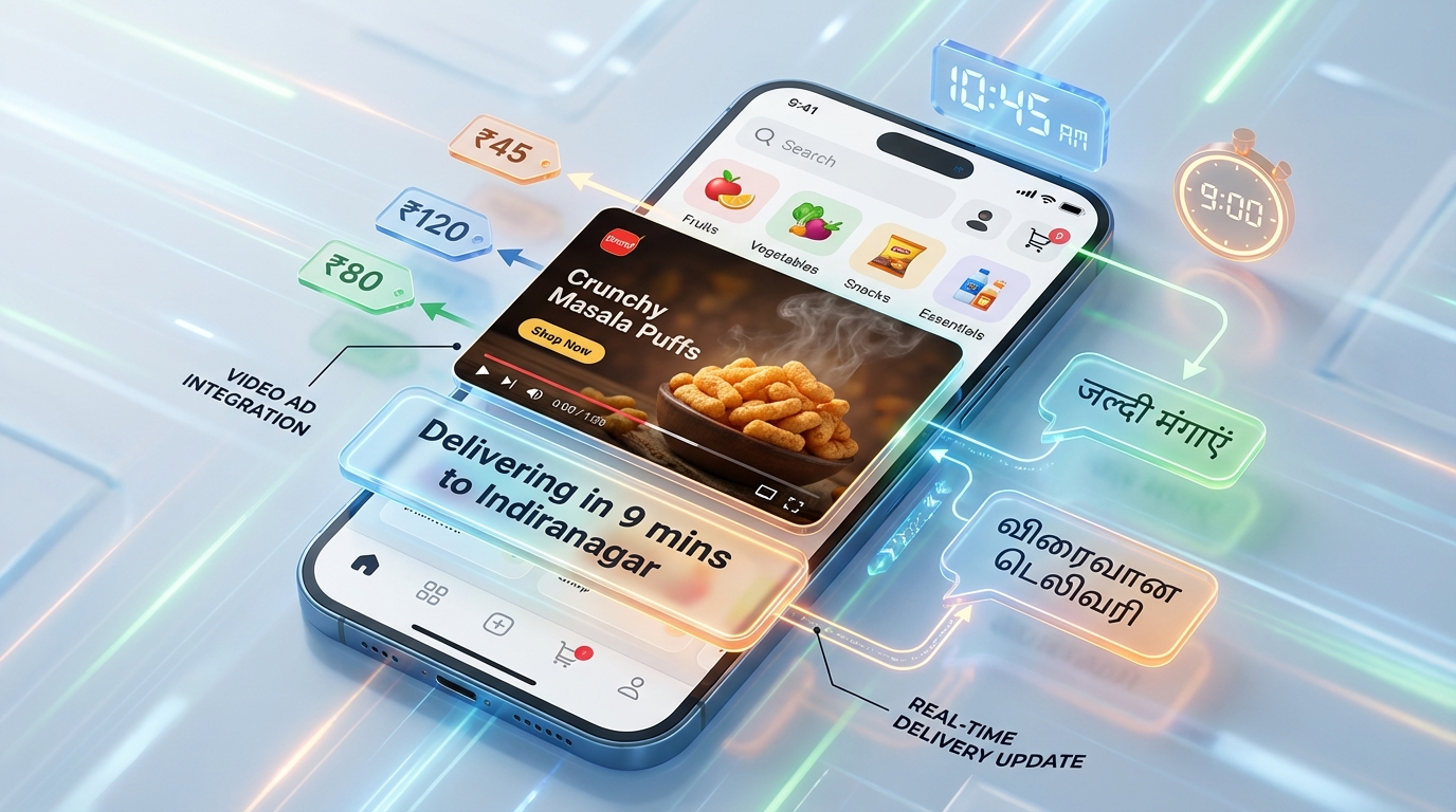 Hyperlocal and multilingual AI video workflow for quick commerce