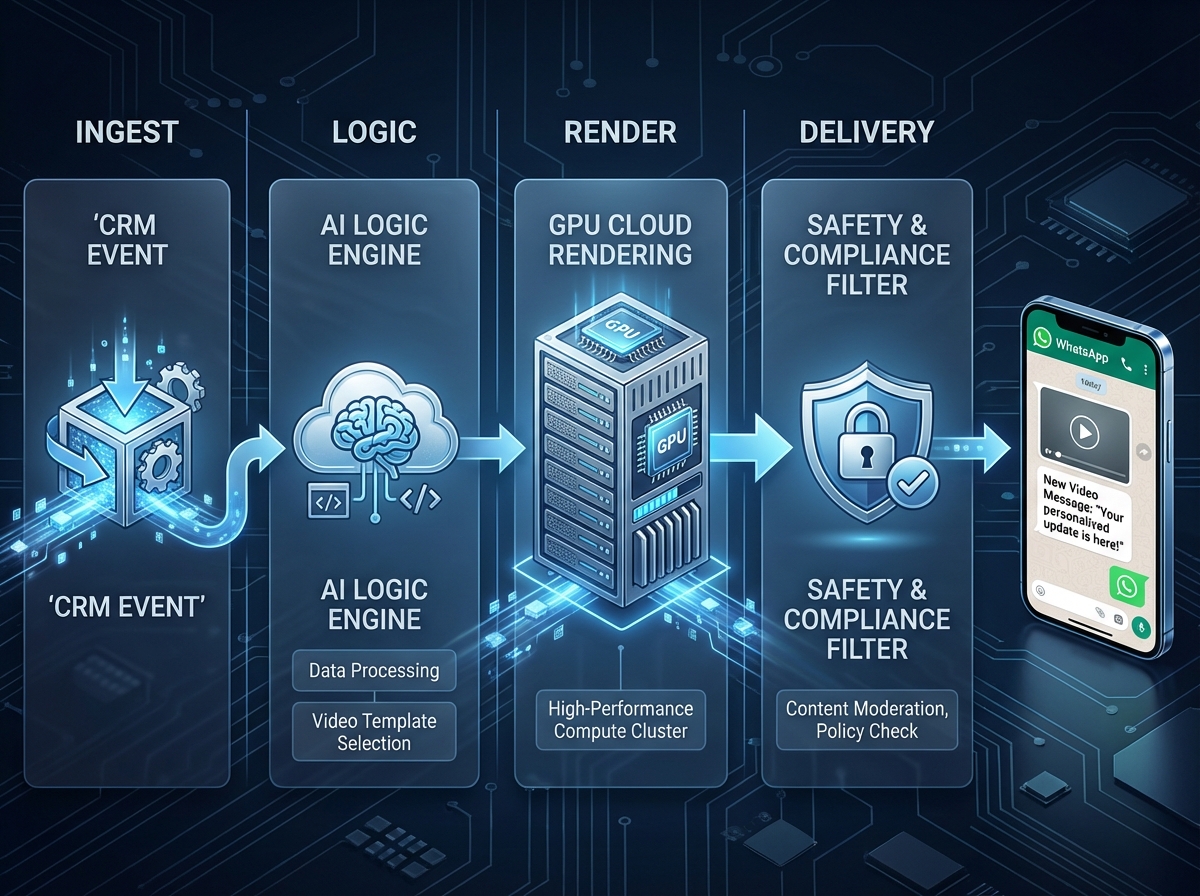 Enterprise AI video ROI metrics dashboard and chart illustration