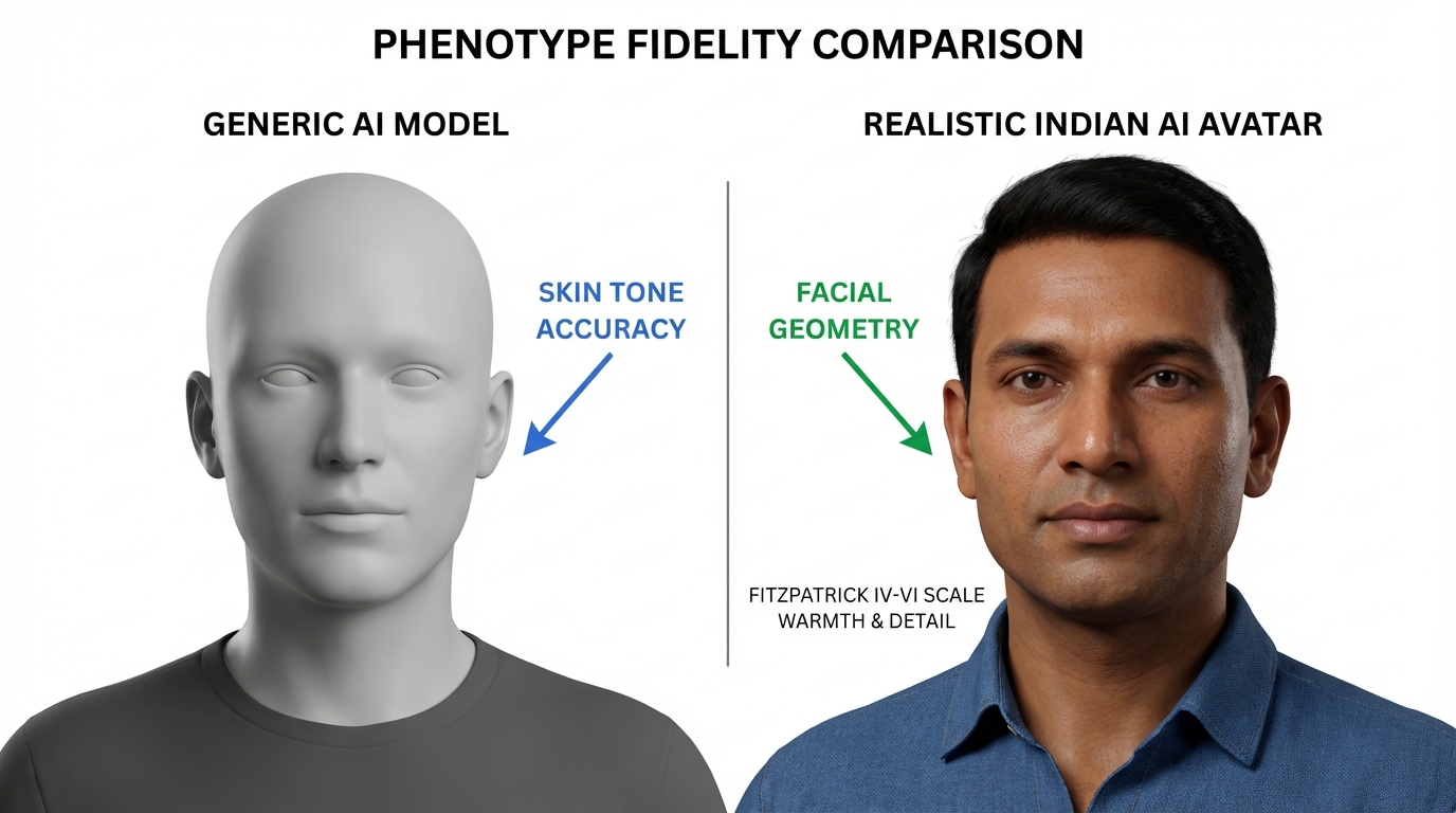 Example of lighting and tone benchmark test for Indian AI avatars