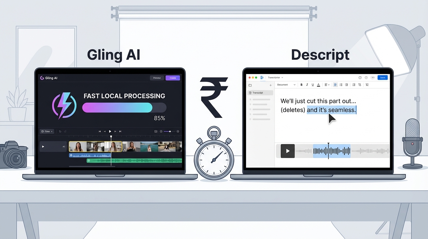 Illustration of AI video editing tools for creators in India