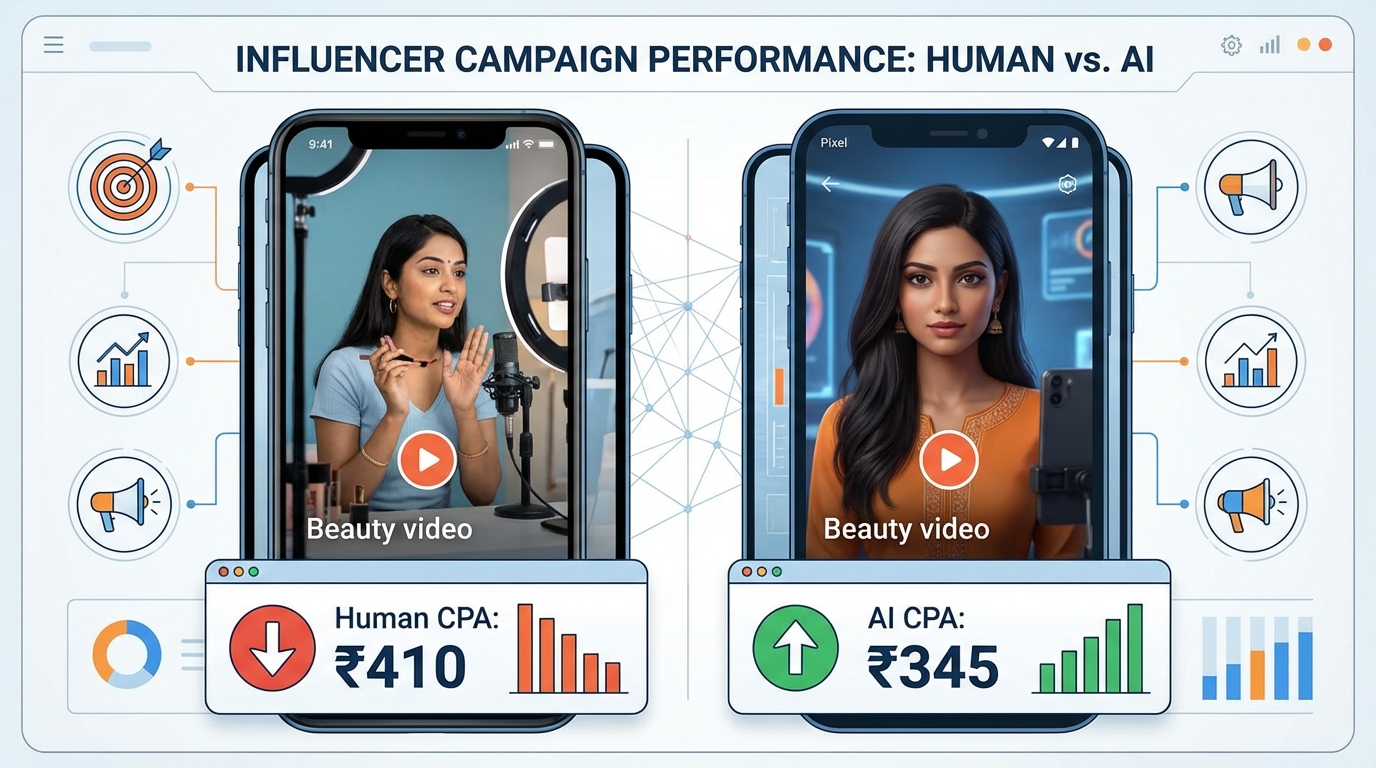 Creative fatigue curve comparison for AI UGC vs human UGC