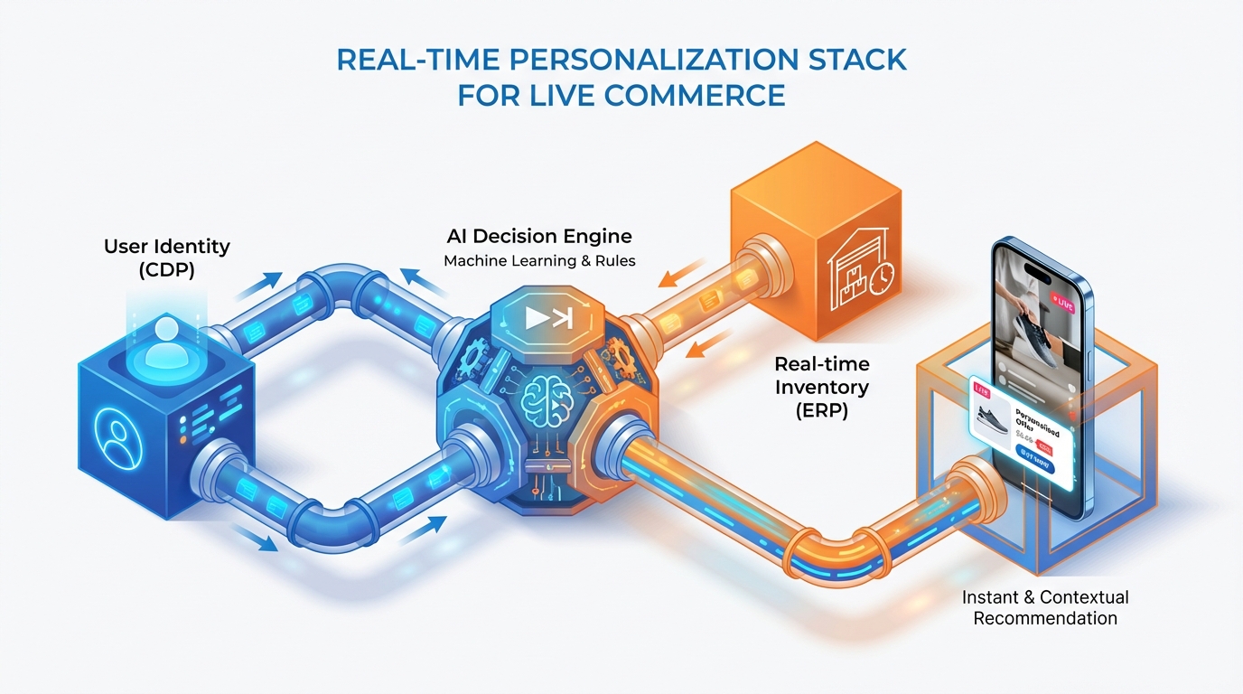 Creator-led live commerce automation workflow illustration