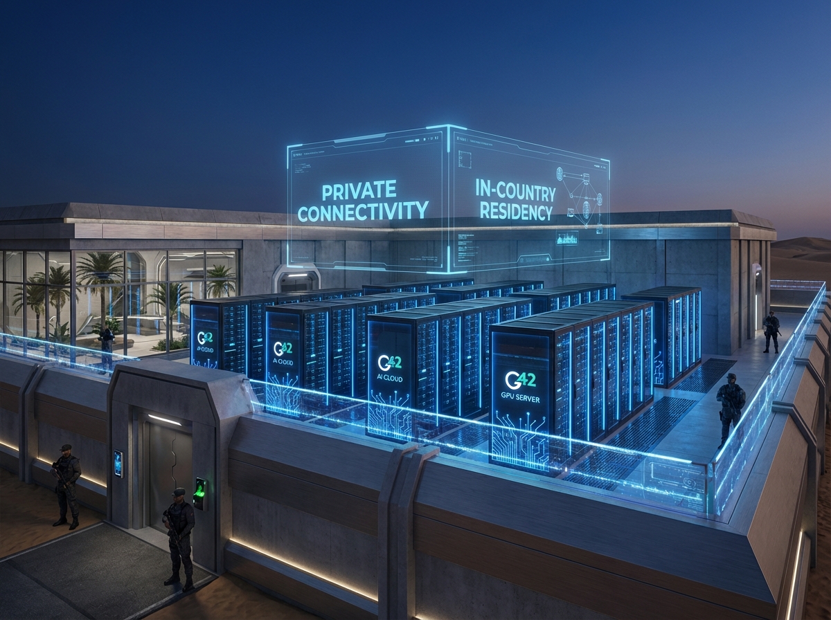 Architecture illustration of bank-grade sovereign AI deployment in the UAE