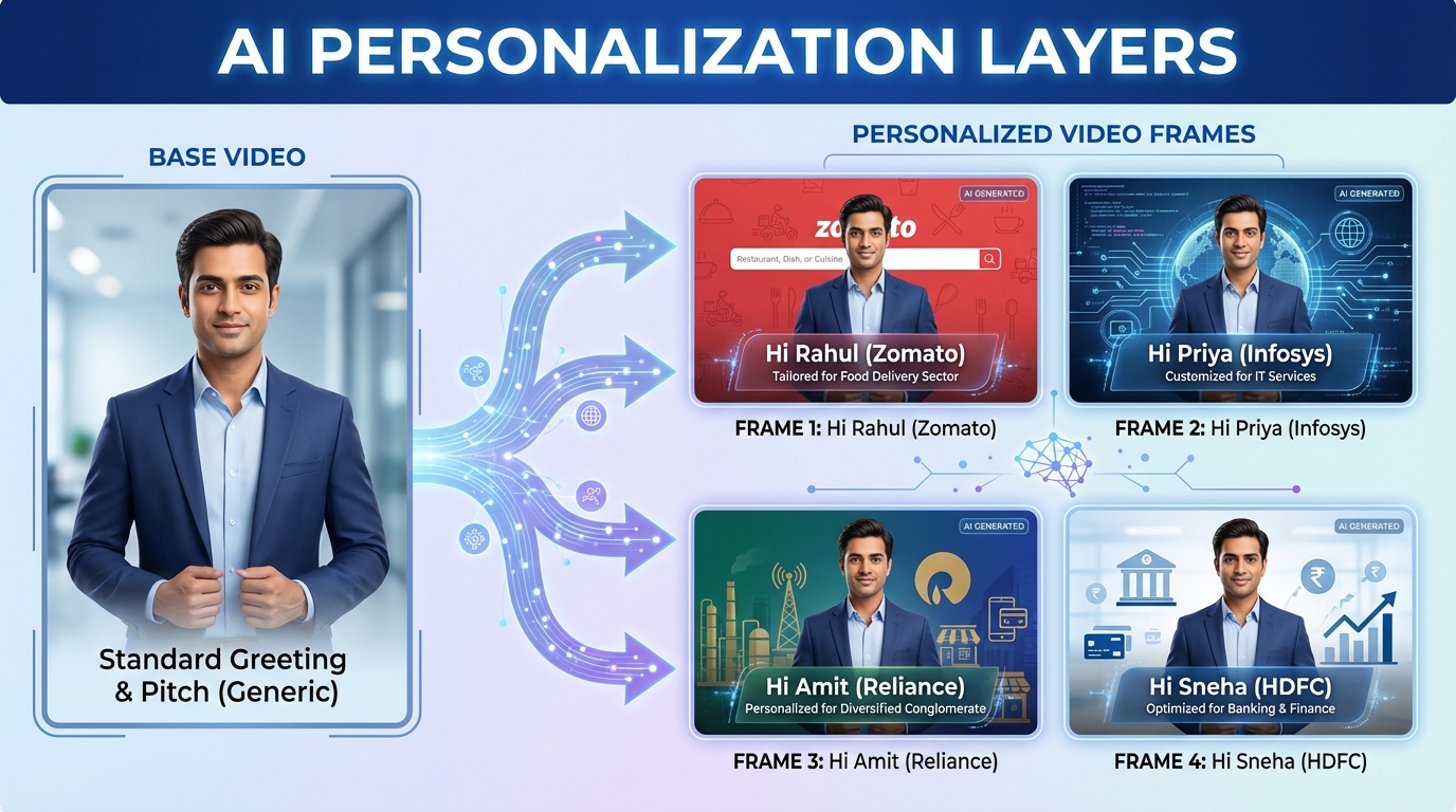 AI prospecting video personalization workflow illustration