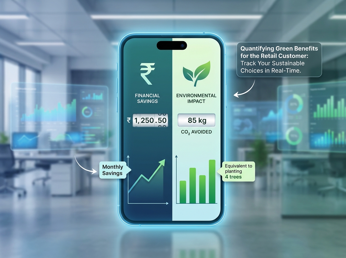 Environmental ROI and sustainability score visualization in personalized finance videos