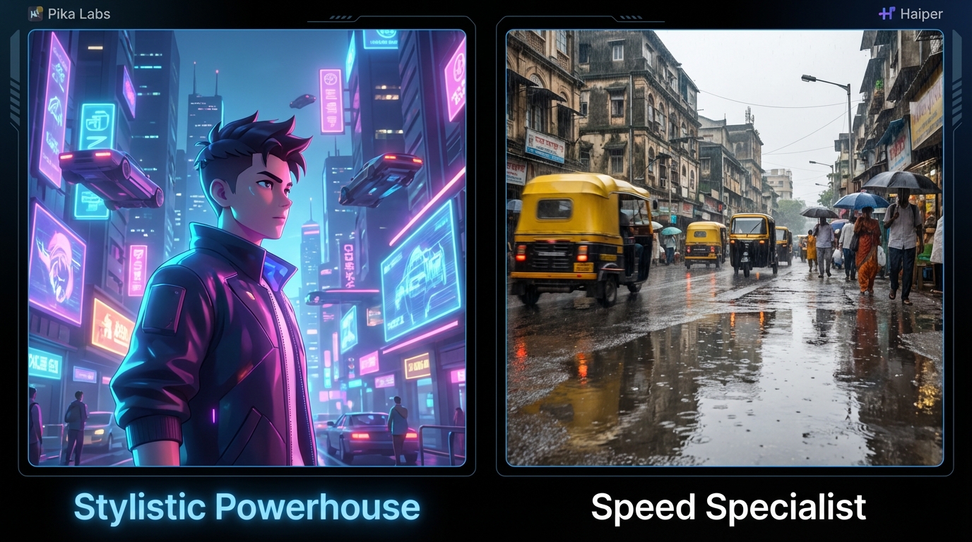 Example of AI-generated cinematic chai B‑roll shot with rain reflections