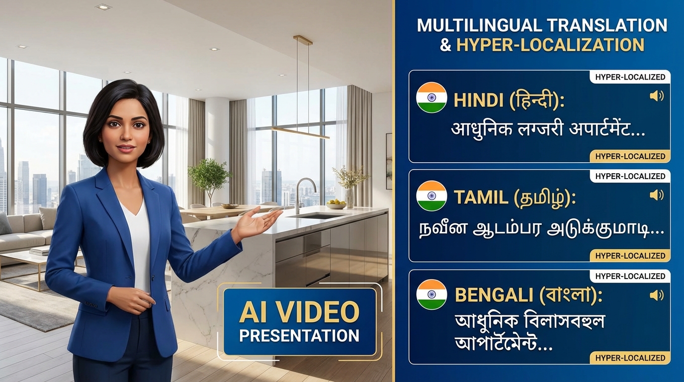 AI-powered multilingual real estate video walkthrough for Indian property listings