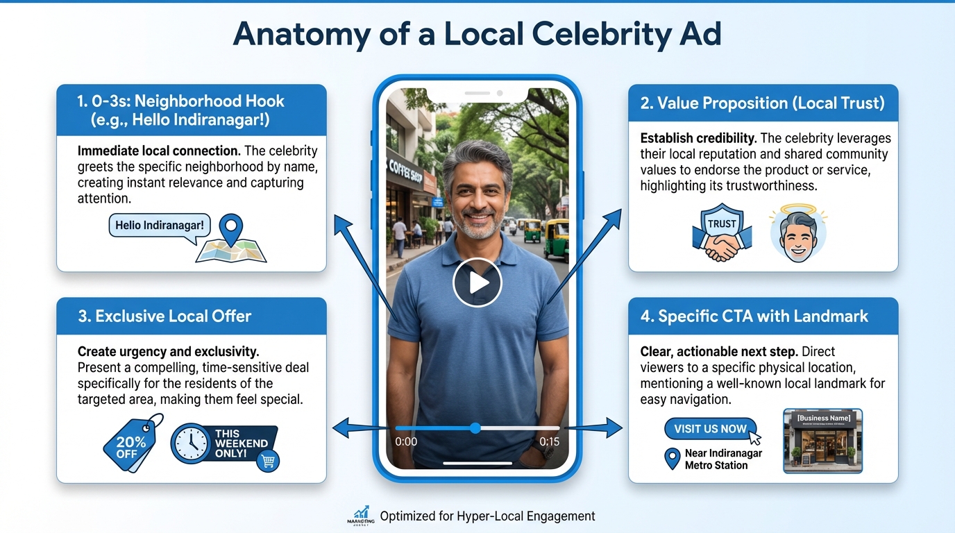Neighborhood celebrity endorsement video creative example