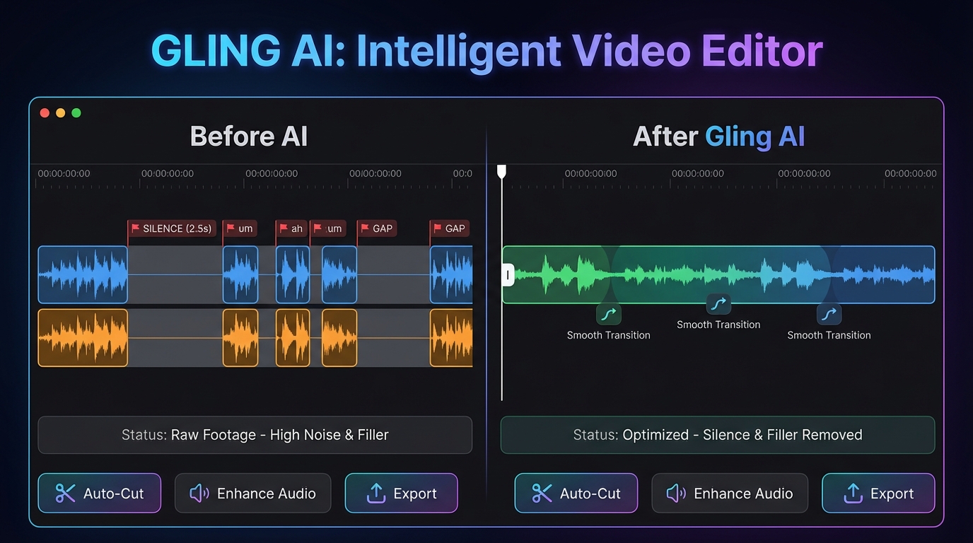 Illustrative graphic for Gling AI features