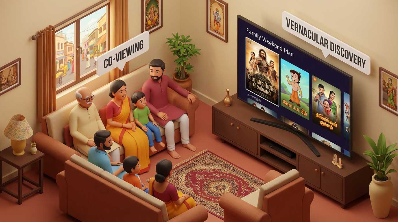 Regional OTT discovery micro-trailers and family viewing visuals