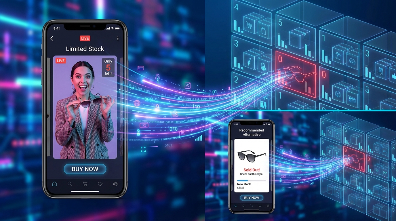 Dashboard visualization of live commerce conversion tracking and compliance