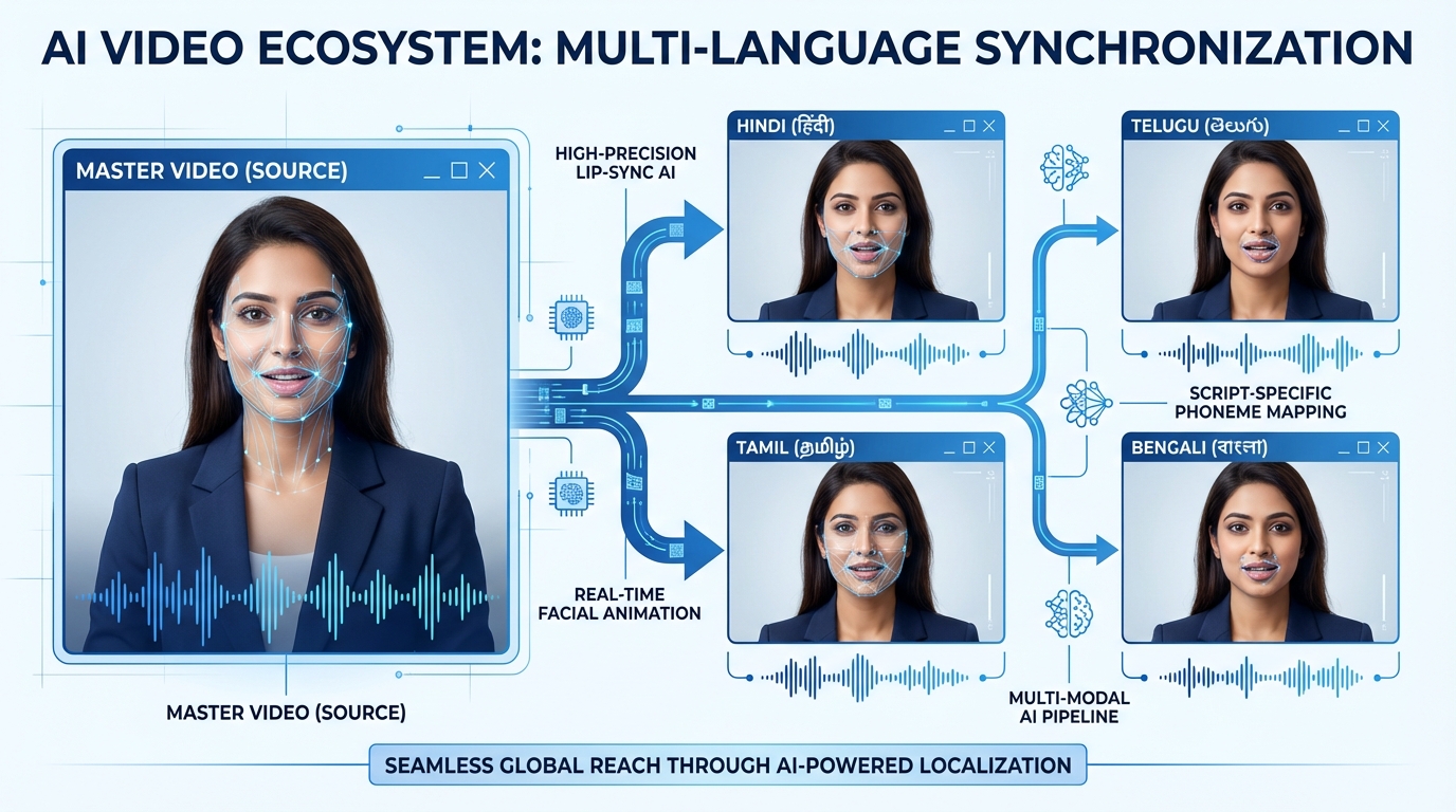 Example of AI avatar multilingual video variants dashboard