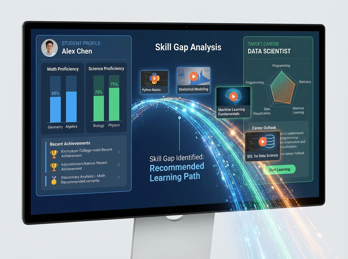 Dashboard showing risk bands and automated student success prediction video triggers