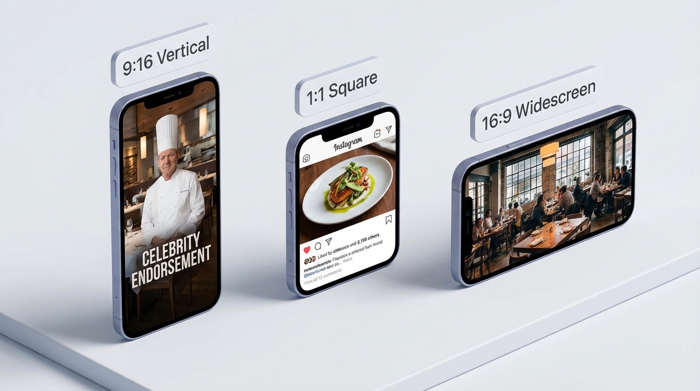 Example creative of a budget celebrity shoutout video for restaurants