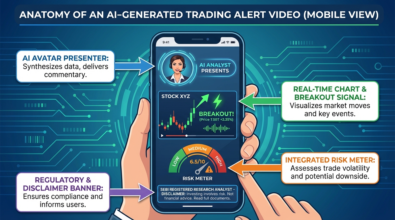 AI video automation illustration for Telegram trading channels