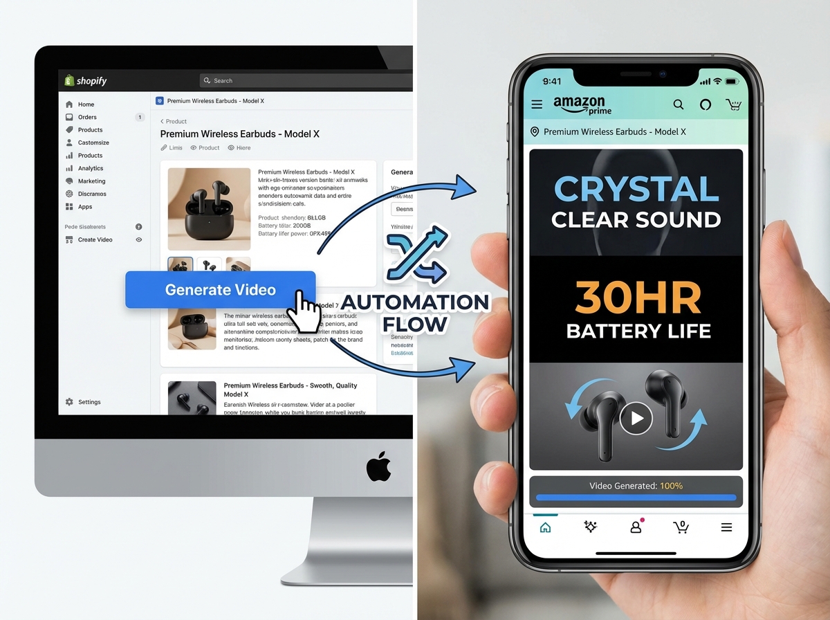 Analytics dashboard showing ROI improvements from automated e-commerce videos