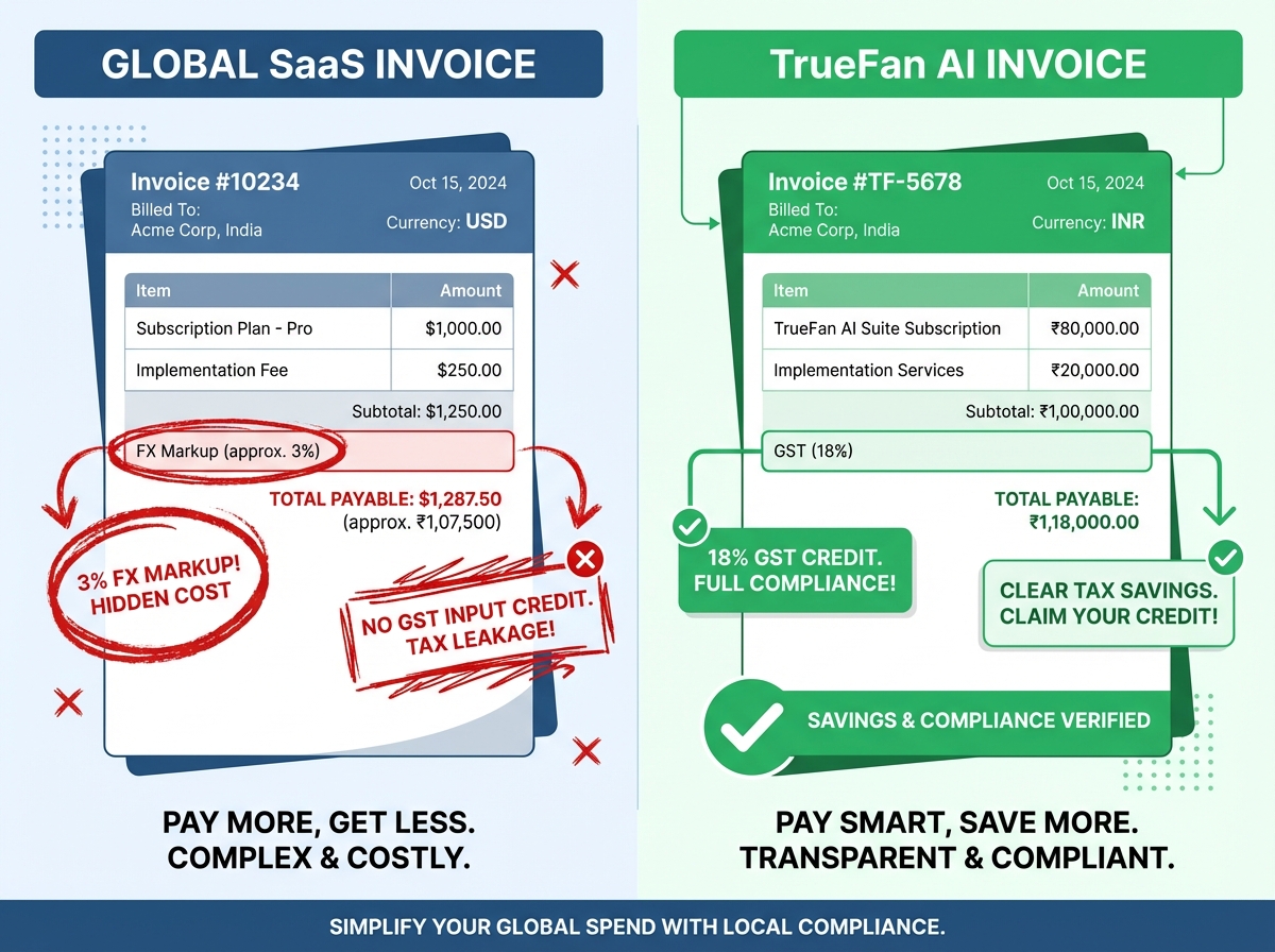 Comparison of INR vs USD billing and GST considerations for AI video platforms in India 2026