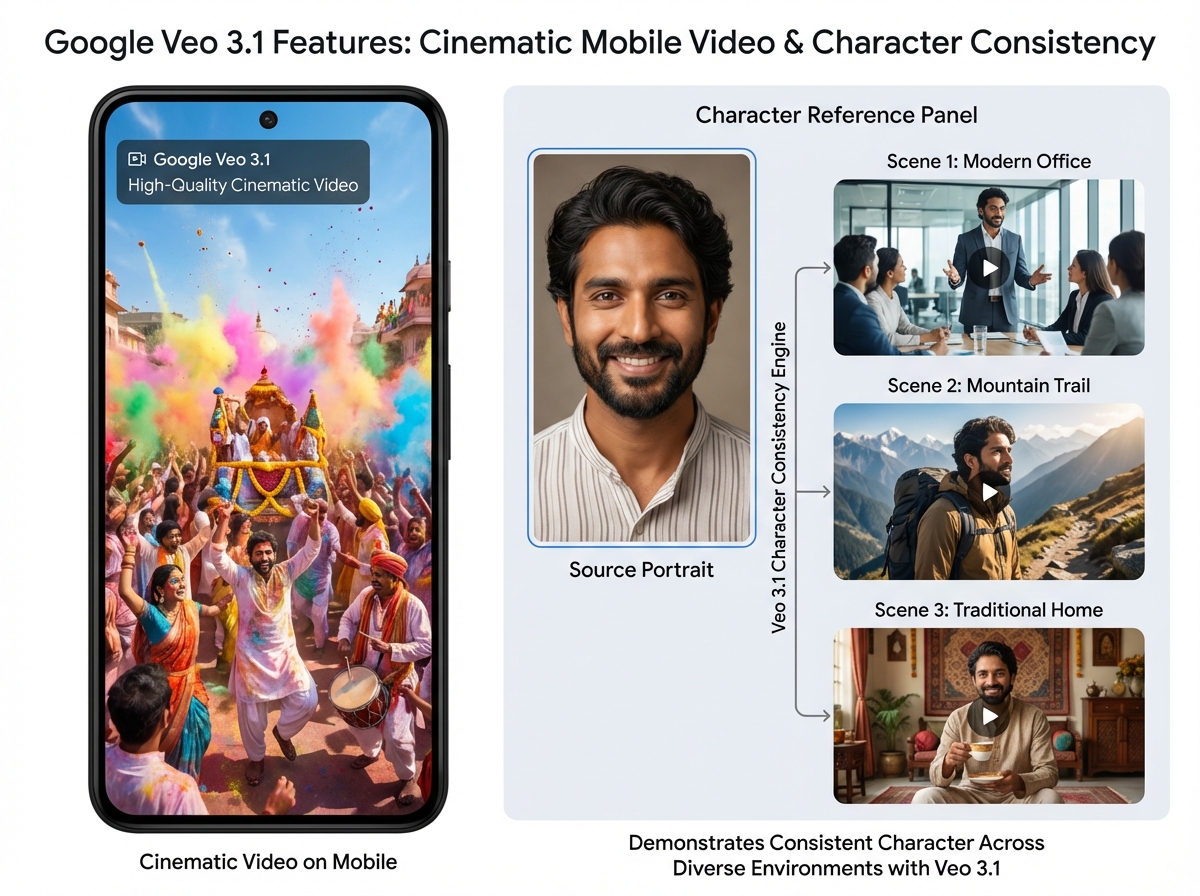 Example cinematic frame generated with Google Veo 3.1 in Flow