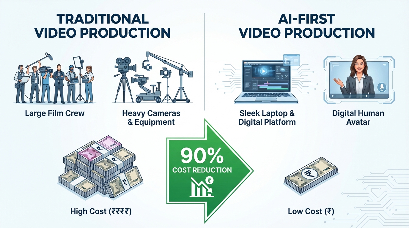 AI video production pipeline cost savings chart
