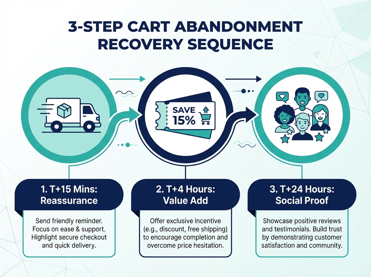 AI video cart recovery workflow illustration
