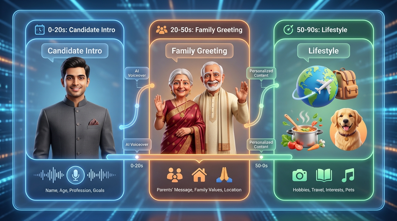 AI video biodata automation workflow for marriage bureaus