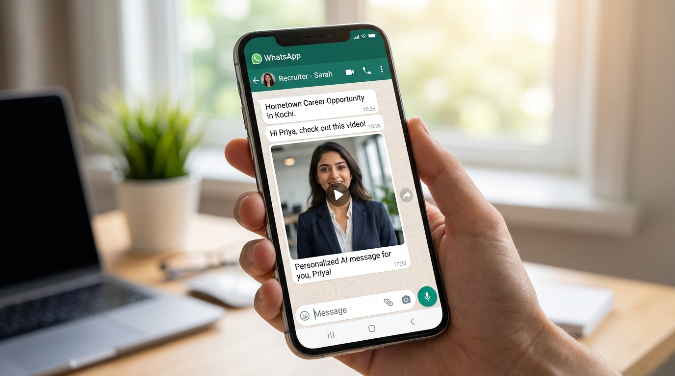 Personalized video outreach workflow for work-from-hometown hiring