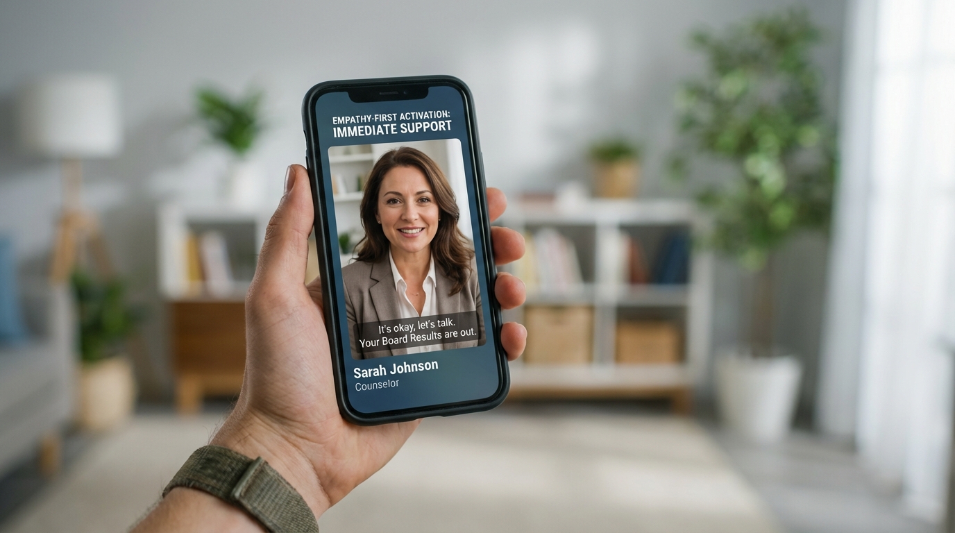 Diagram illustrating exam outcome personalization branches by score and board type