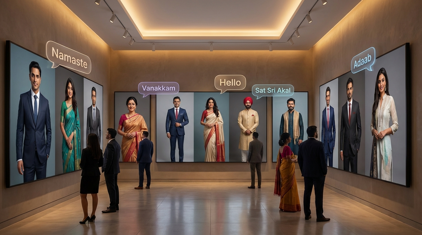 AI avatars representing diverse Indian spokespeople for WhatsApp videos