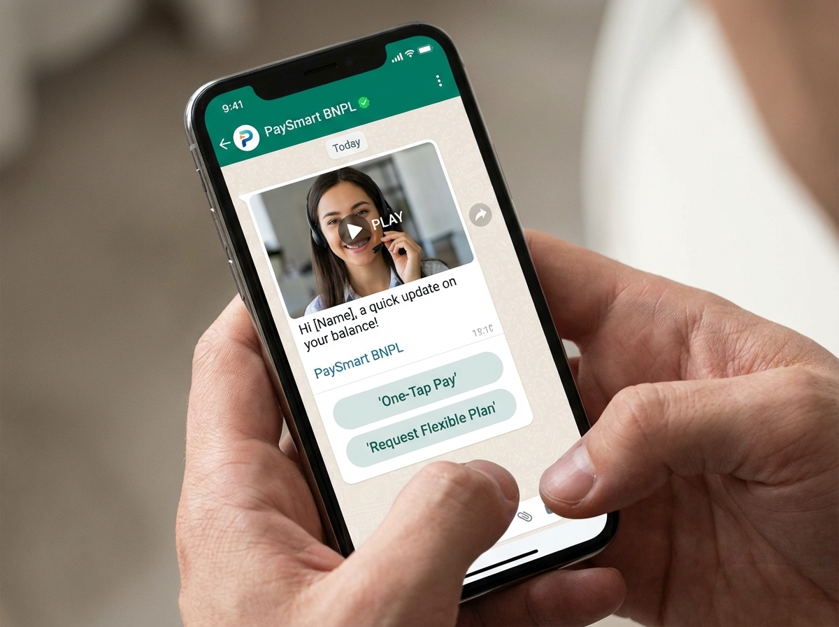 Video-first payment reminder workflow schematic for empathetic BNPL outreach