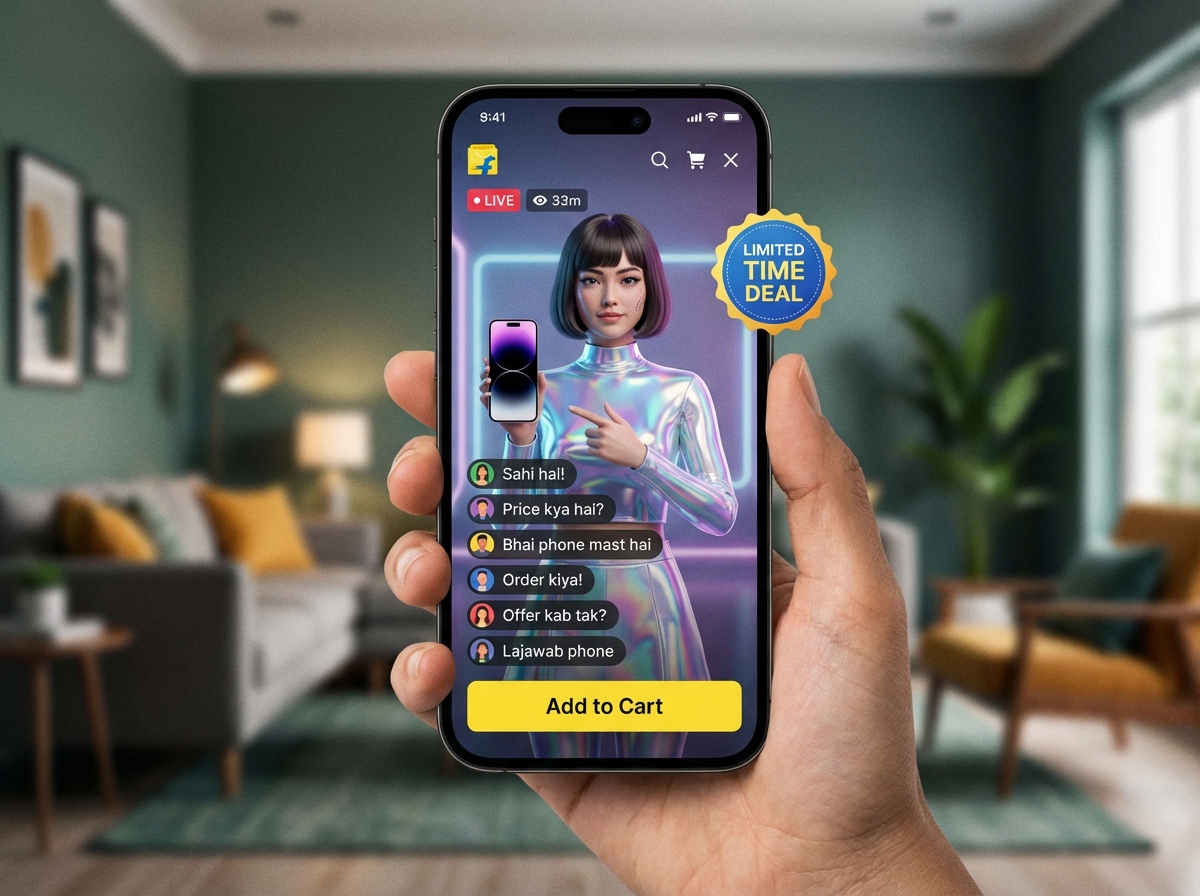Illustration of Instagram and Flipkart live commerce workflows