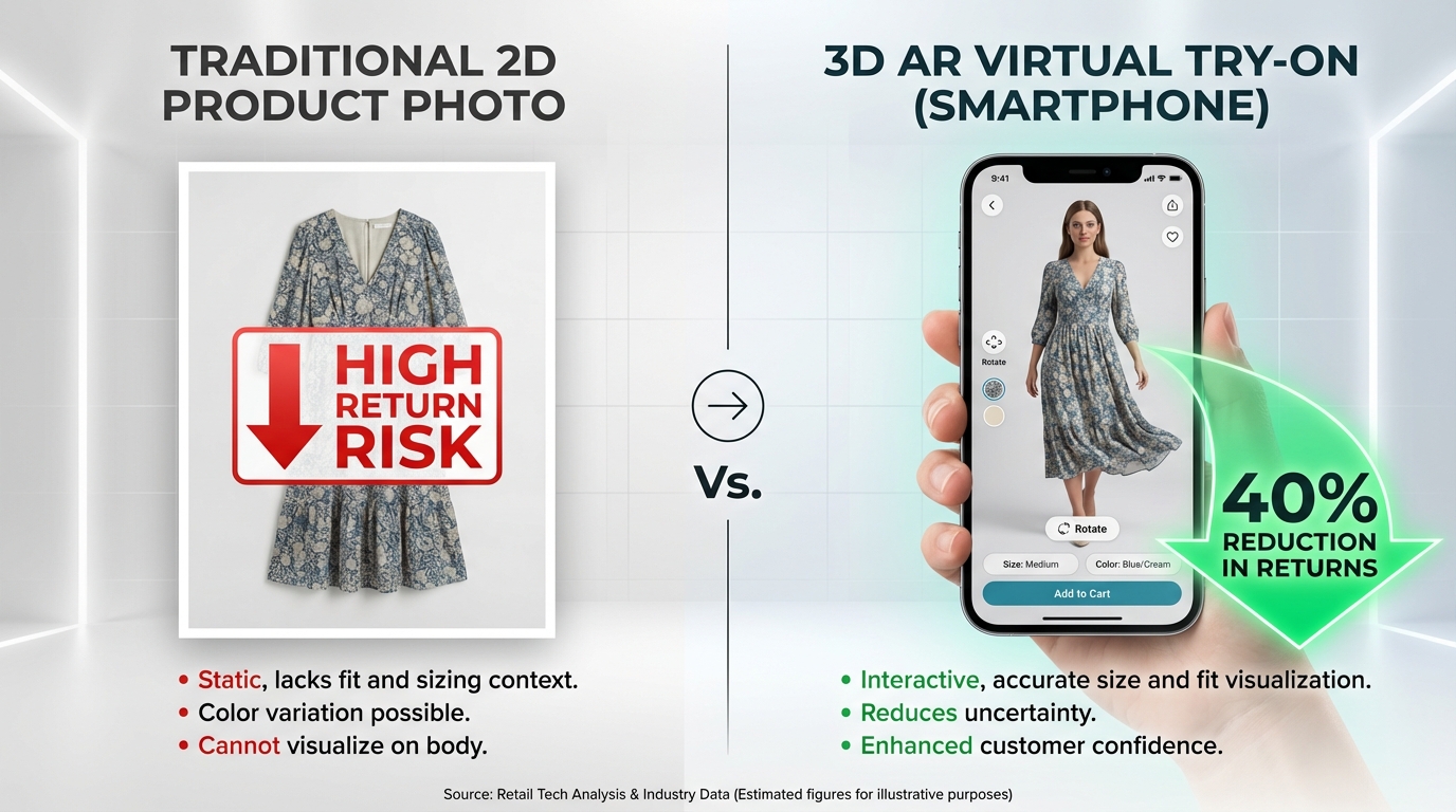 Mobile AR try-on experience demonstrating virtual product preview