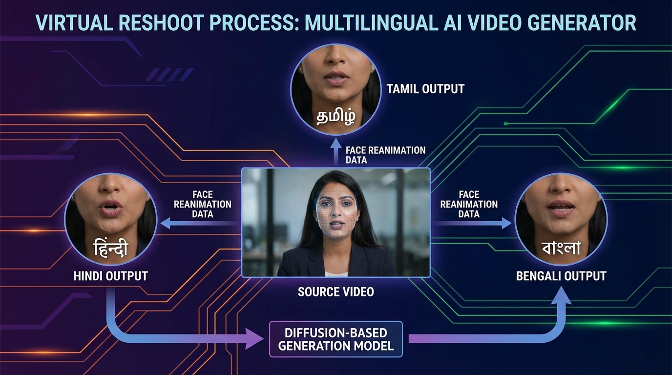 Example of multilingual AI video automation with localized variants