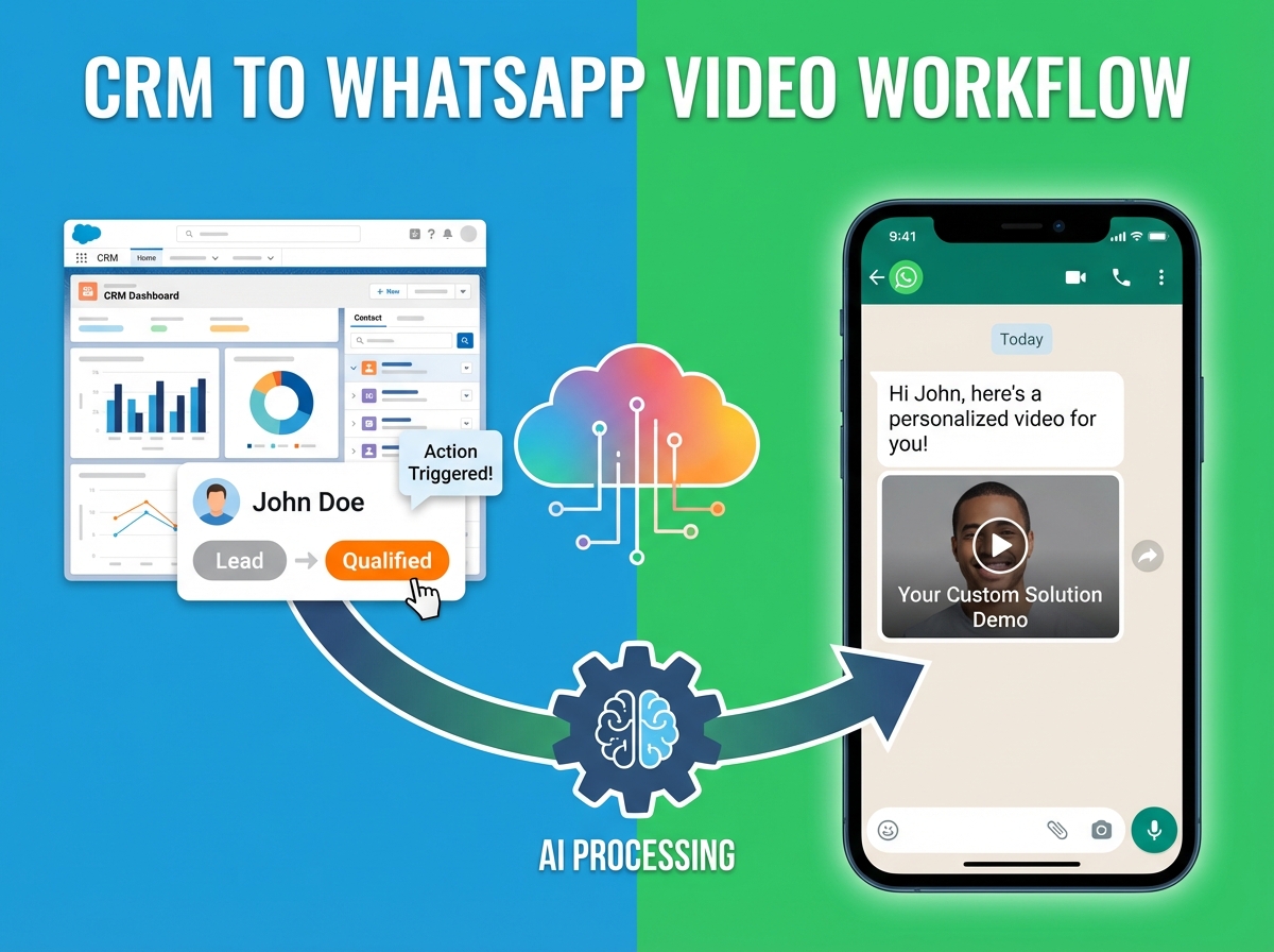 Omnichannel CRM video integration and WhatsApp automation flow