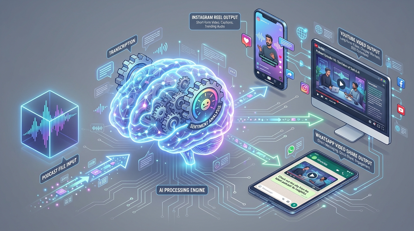 Template-driven audiogram and waveform layouts for podcast clips