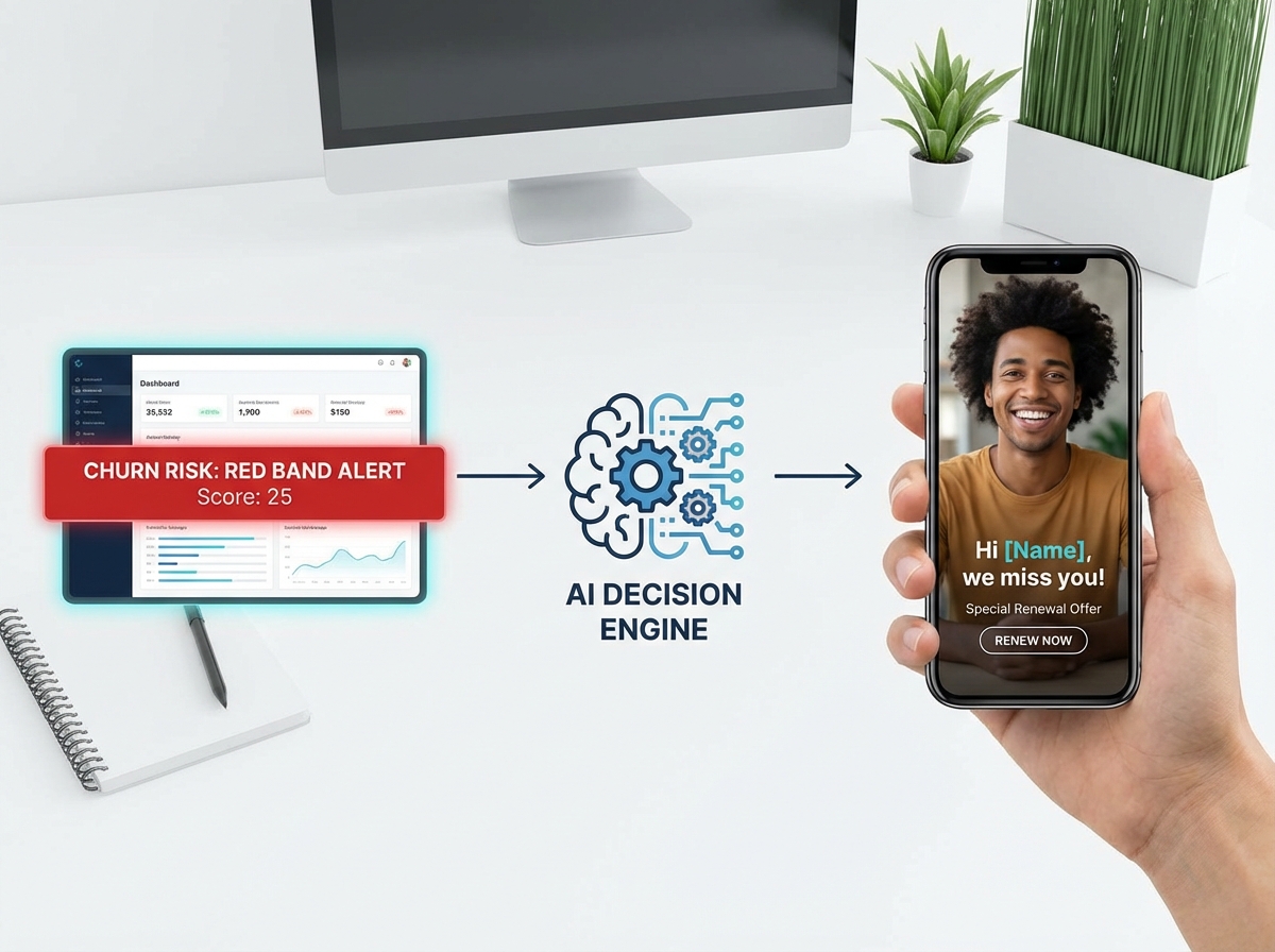 Architecture diagram of an AI retention analytics platform for SaaS