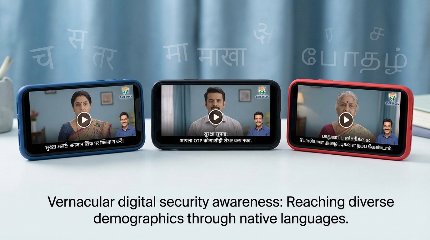 Diagram showing segmented fraud awareness strategies for elderly and vernacular audiences