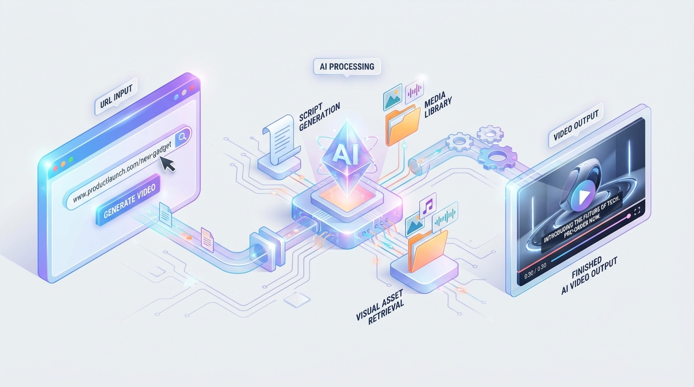 Example of automated e-commerce product video previews generated from a URL