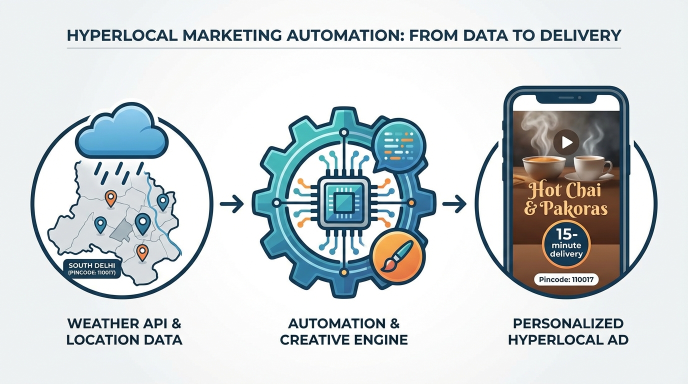 Hyperlocal delivery marketing automation with weather and inventory triggers