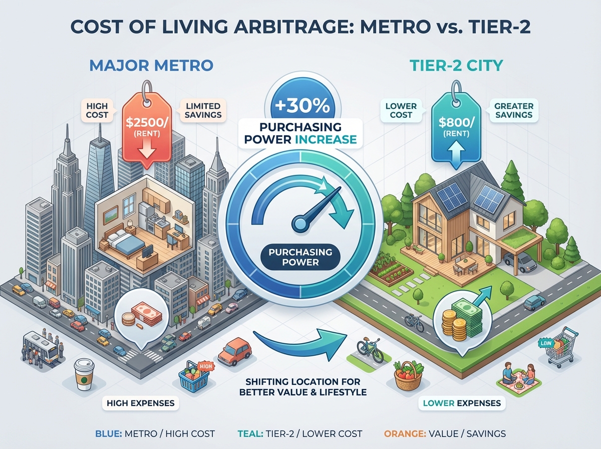 Illustration of hometown career opportunities for returnee tech professionals in India