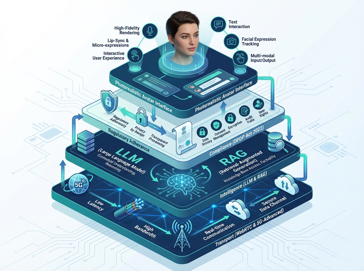 Architecture diagram for real-time interactive AI avatars