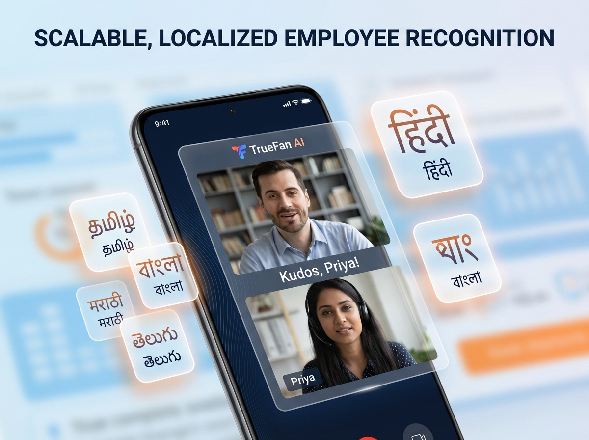 Illustration of female employee recognition videos at scale