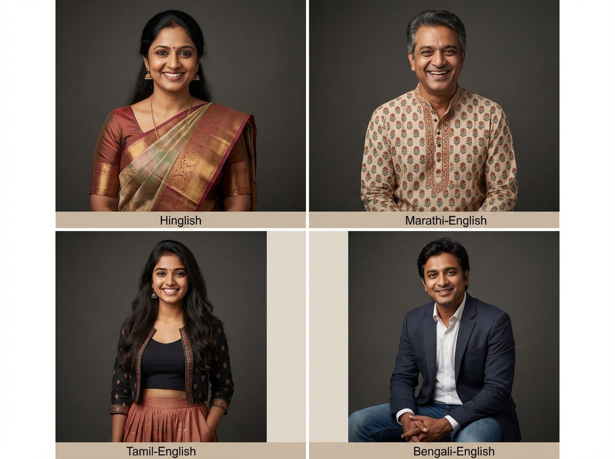 Workflow diagram showcasing vernacular video automation across regions