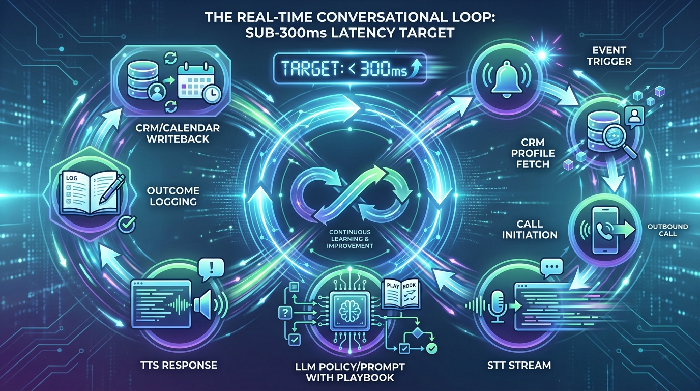 Diagram illustrating real-time conversational loop of an AI voice agent