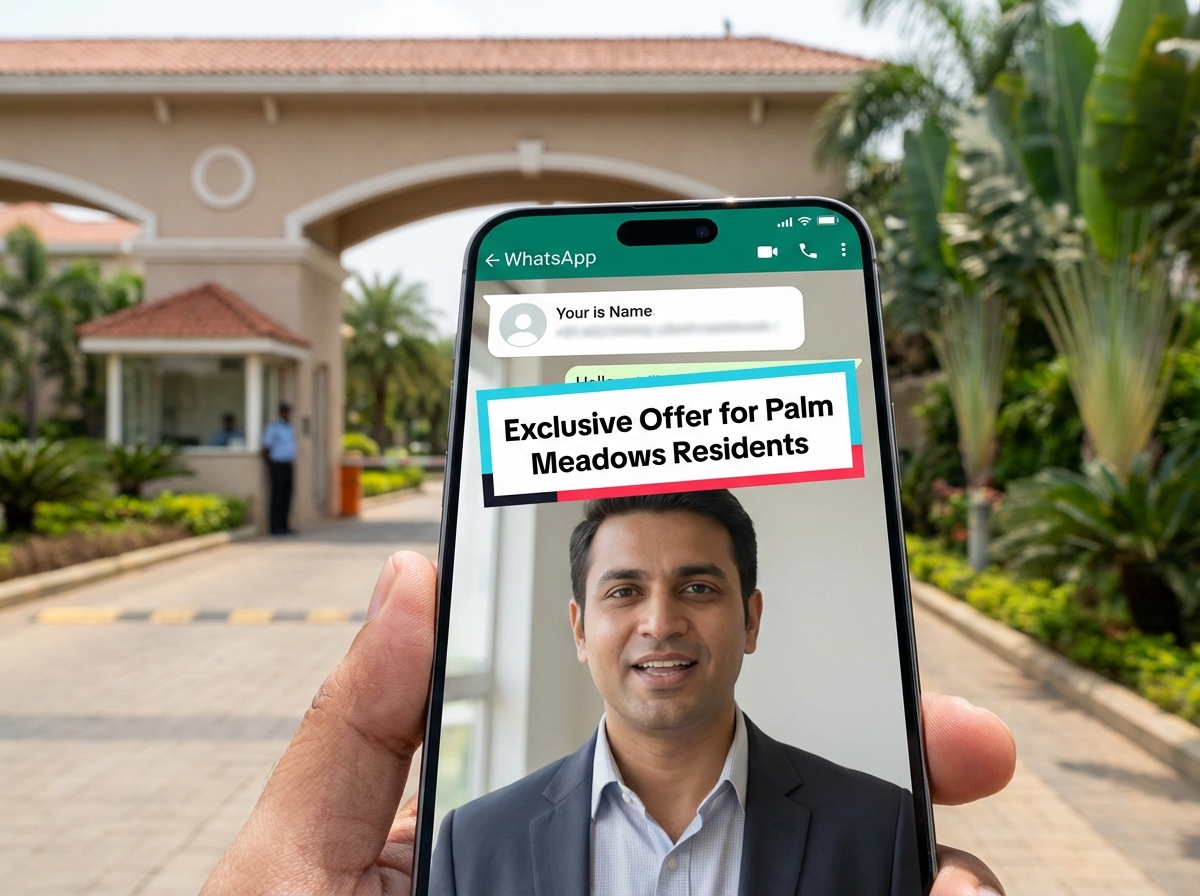 Illustration of residents engaging with hyperlocal group buying videos on WhatsApp