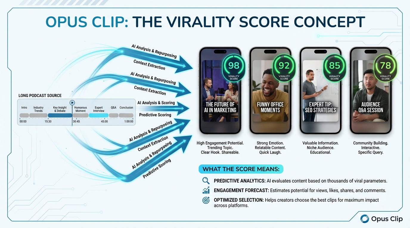 Opus Clip vs Captions.ai comparison illustration
