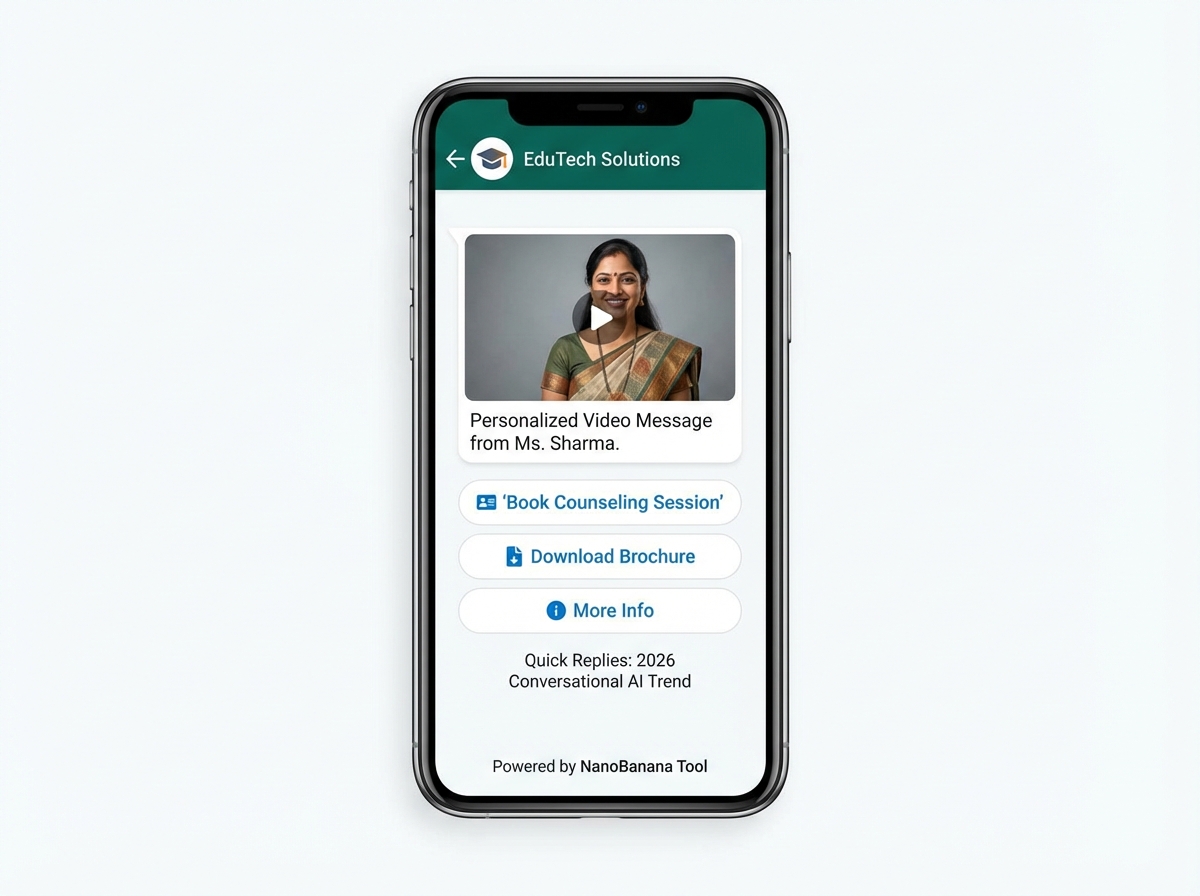 Example of a WhatsApp back-to-school video campaign workflow and preview