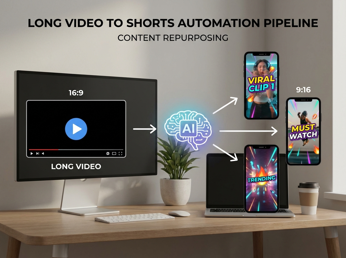 AI video automation workflow illustration